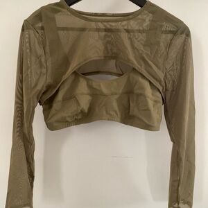 ALO Yoga Green Long Sleeve Cut Out Bodysuit